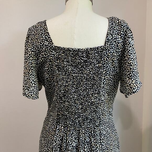 Abercrombie & Fitch Black White Spotted Flutter Sleeve Mini Dress Sz Large - Picture 7 of 10